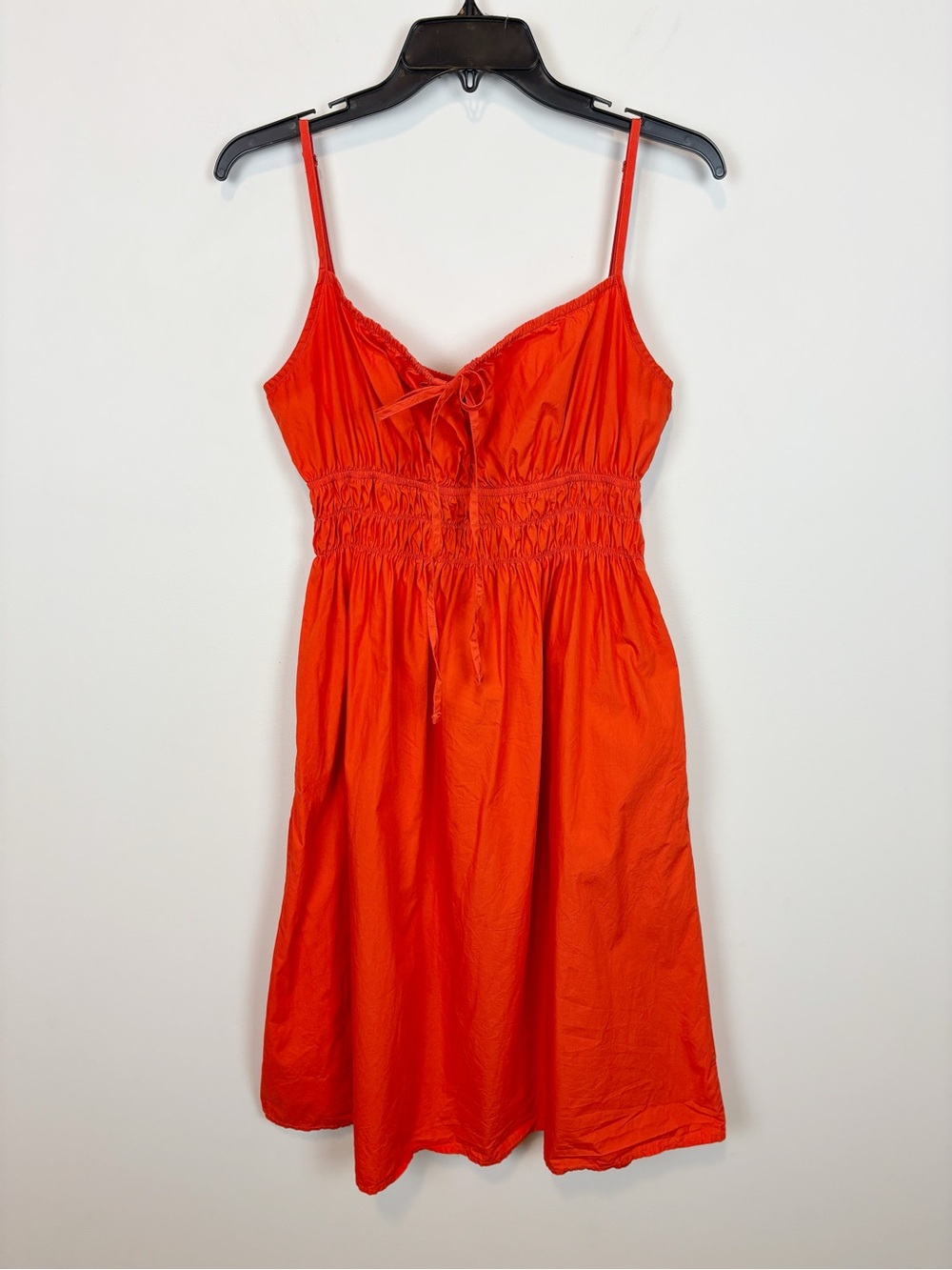 Quince 100% Organic Cotton Keyhole Midi Dress Vermilion Red Size M - Picture 4 of 14